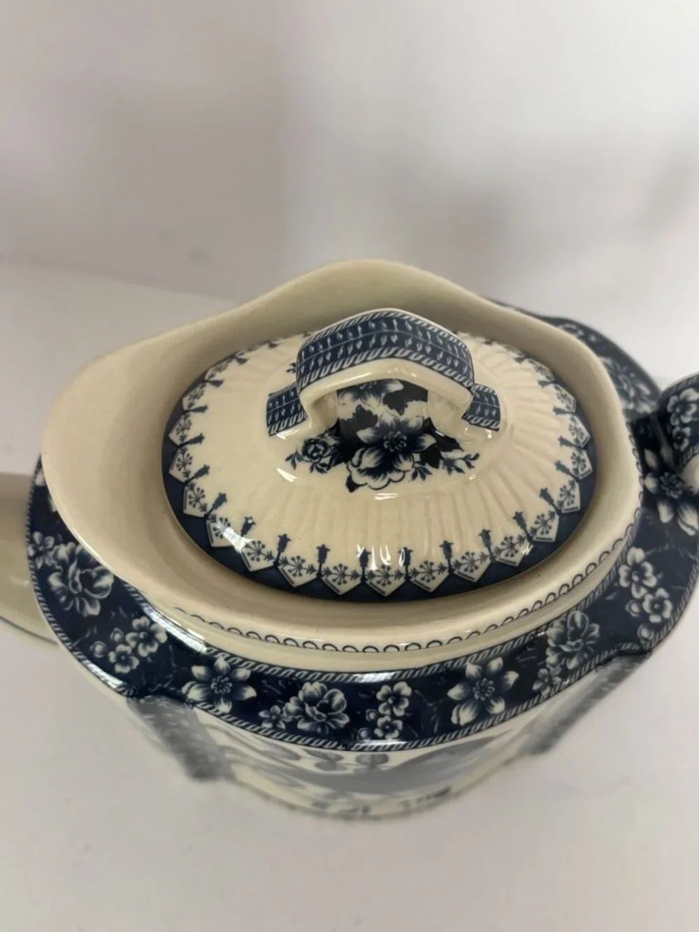 Blue White Teapot Bird Ceramic Transferware Style Mothers Day Gift Idea Tea Pot